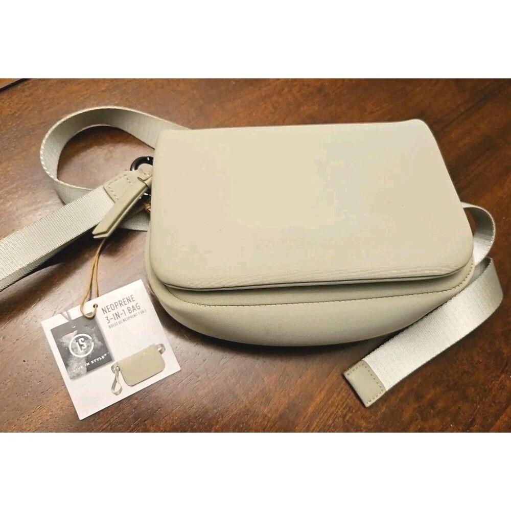 Live in Style Neoprene 3-in-1 Convertible Bag Wristlet Crossbody Belt Bag, Sage